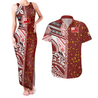 Tonga Language Week Couples Matching Tank Maxi Dress and Hawaiian Shirt Ngatu Pattern and Tongan Alphabet - Polynesian Pride