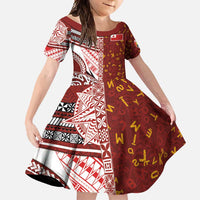 Tonga Language Week Family Matching Short Sleeve Bodycon Dress and Hawaiian Shirt Ngatu Pattern and Tongan Alphabet - Polynesian Pride
