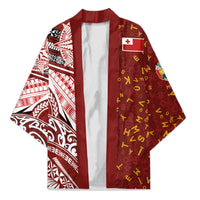 Tonga Language Week Kimono Ngatu Pattern and Tongan Alphabet LT03 Unisex Red - Polynesian Pride