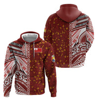 Tonga Language Week Zip Hoodie Ngatu Pattern and Tongan Alphabet - Polynesian Pride