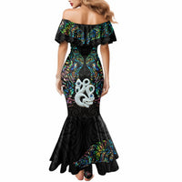 Custom New Zealand Mermaid Dress Silver Fern and Manaia with Papua Shell Maori Tribal LT03 - Polynesian Pride