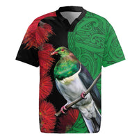 New Zealand Kereru And Pohutukawa Rugby Jersey Maori Tribal Tattoo LT03 Black - Polynesian Pride