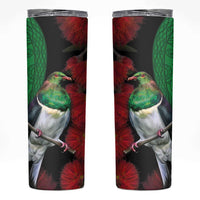 New Zealand Kereru And Pohutukawa Skinny Tumbler Maori Tribal Tattoo LT03 Black - Polynesian Pride