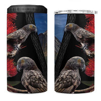 New Zealand Kea And Pohutukawa 4 in 1 Can Cooler Tumbler With The Mountain Landscape LT03 One Size: 16 oz Black - Polynesian Pride