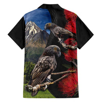 New Zealand Kea And Pohutukawa Family Matching Off The Shoulder Long Sleeve Dress and Hawaiian Shirt With The Mountain Landscape LT03 - Polynesian Pride