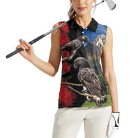 New Zealand Kea And Pohutukawa Women Sleeveless Polo Shirt With The Mountain Landscape