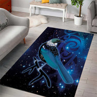New Zealand Tui Bird Area Rug The Pleiades Star Cluster and Koru Tribal Tattoo Galaxy Vibe LT03 - Polynesian Pride