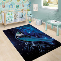 New Zealand Tui Bird Area Rug The Pleiades Star Cluster and Koru Tribal Tattoo Galaxy Vibe LT03 - Polynesian Pride