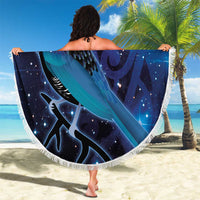 New Zealand Tui Bird Beach Blanket The Pleiades Star Cluster and Koru Tribal Tattoo Galaxy Vibe LT03 - Polynesian Pride