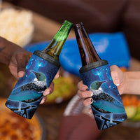 New Zealand Tui Bird 4 in 1 Can Cooler Tumbler The Pleiades Star Cluster and Koru Tribal Tattoo Galaxy Vibe LT03 - Polynesian Pride