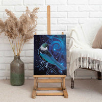 New Zealand Tui Bird Canvas Wall Art The Pleiades Star Cluster and Koru Tribal Tattoo Galaxy Vibe LT03 - Polynesian Pride
