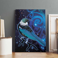 New Zealand Tui Bird Canvas Wall Art The Pleiades Star Cluster and Koru Tribal Tattoo Galaxy Vibe LT03 - Polynesian Pride