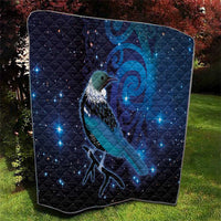 New Zealand Tui Bird Quilt The Pleiades Star Cluster and Koru Tribal Tattoo Galaxy Vibe LT03 - Polynesian Pride