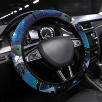 New Zealand Tui Bird Steering Wheel Cover The Pleiades Star Cluster and Koru Tribal Tattoo Galaxy Vibe LT03 Universal Fit Blue - Polynesian Pride