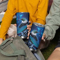 New Zealand Tui Bird Tumbler Cup The Pleiades Star Cluster and Koru Tribal Tattoo Galaxy Vibe LT03 - Polynesian Pride