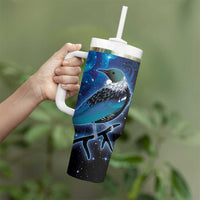 New Zealand Tui Bird Tumbler With Handle The Pleiades Star Cluster and Koru Tribal Tattoo Galaxy Vibe LT03 - Polynesian Pride