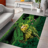 New Zealand Kkp Area Rug Silver Fern with Close up of Green Fern Leaves and Maori Tattoo LT03 - Polynesian Pride