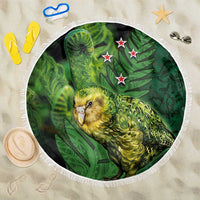 New Zealand Kkp Beach Blanket Silver Fern with Close up of Green Fern Leaves and Maori Tattoo LT03 One Size 150cm Green - Polynesian Pride