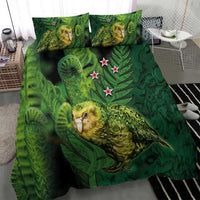 New Zealand Kkp Bedding Set Silver Fern with Close up of Green Fern Leaves and Maori Tattoo LT03 - Polynesian Pride