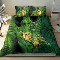 New Zealand Kkp Bedding Set Silver Fern with Close up of Green Fern Leaves and Maori Tattoo LT03 - Polynesian Pride