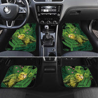 New Zealand Kkp Car Mats Silver Fern with Close up of Green Fern Leaves and Maori Tattoo LT03 Set 4pcs Green - Polynesian Pride