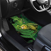 New Zealand Kkp Car Mats Silver Fern with Close up of Green Fern Leaves and Maori Tattoo LT03 - Polynesian Pride