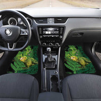New Zealand Kkp Car Mats Silver Fern with Close up of Green Fern Leaves and Maori Tattoo LT03 Set 2pcs - Front Green - Polynesian Pride