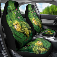 New Zealand Kkp Car Seat Cover Silver Fern with Close up of Green Fern Leaves and Maori Tattoo LT03 - Polynesian Pride