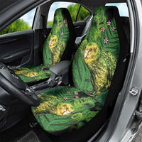 New Zealand Kkp Car Seat Cover Silver Fern with Close up of Green Fern Leaves and Maori Tattoo LT03 - Polynesian Pride