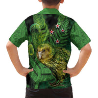New Zealand Kkp Hawaiian Shirt Silver Fern with Close up of Green Fern Leaves and Maori Tattoo LT03 - Polynesian Pride