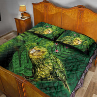 New Zealand Kkp Quilt Bed Set Silver Fern with Close up of Green Fern Leaves and Maori Tattoo LT03 - Polynesian Pride
