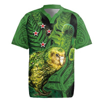 New Zealand Kkp Rugby Jersey Silver Fern with Close up of Green Fern Leaves and Maori Tattoo LT03 Green - Polynesian Pride