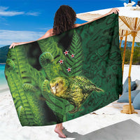 New Zealand Kkp Sarong Silver Fern with Close up of Green Fern Leaves and Maori Tattoo LT03 One Size 44 x 66 inches Green - Polynesian Pride