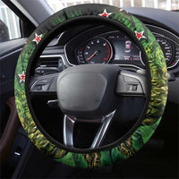 New Zealand Kkp Steering Wheel Cover Silver Fern with Close up of Green Fern Leaves and Maori Tattoo LT03 - Polynesian Pride