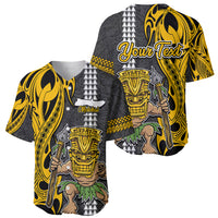 Custom Hawaii Molokai Island Baseball Jersey Hawaiian Warrior and Kakau Symbols Abstract Tattoo LT03 - Polynesian Pride