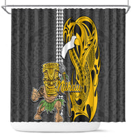 Hawaii Niihau Island Shower Curtain Hawaiian Warrior and Kakau Symbols Abstract Tattoo LT03 Yellow - Polynesian Pride