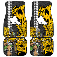 Custom Hawaii Oahu Island Car Mats Hawaiian Warrior and Kakau Symbols Abstract Tattoo LT03 Yellow - Polynesian Pride