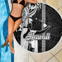 Hawaii Oahu Island Beach Blanket Hawaiian King and Kakau Symbols Abstract Shoulder Tattoo LT03 - Wonder Print Shop