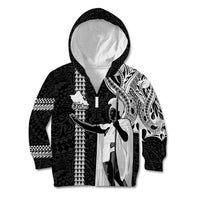 Hawaii Oahu Island Kid Hoodie Hawaiian King and Kakau Symbols Abstract Shoulder Tattoo LT03 - Polynesian Pride