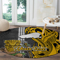 Custom Hawaii Kahoolawe Island Round Carpet Hawaiian Warrior and Kakau Symbols Abstract Tattoo LT03 - Polynesian Pride