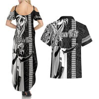 Custom Hawaii Kahoolawe Island Couples Matching Summer Maxi Dress and Hawaiian Shirt Hawaiian King and Kakau Symbols Abstract Shoulder Tattoo LT03 - Polynesian Pride