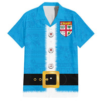Fiji Merry Christmas Family Matching Long Sleeve Bodycon Dress and Hawaiian Shirt Santa Suit Style With Tapa Tribal Pattern LT03 Dad's Shirt - Short Sleeve Blue - Polynesian Pride