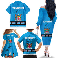 Fiji Merry Christmas Family Matching Off The Shoulder Long Sleeve Dress and Hawaiian Shirt Santa Suit Style With Tapa Tribal Pattern LT03 - Polynesian Pride