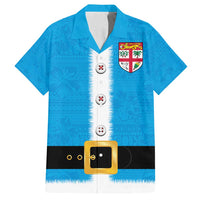 Fiji Merry Christmas Family Matching Tank Maxi Dress and Hawaiian Shirt Santa Suit Style With Tapa Tribal Pattern LT03 Dad's Shirt - Short Sleeve Blue - Polynesian Pride