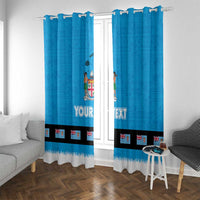 Fiji Merry Christmas Window Curtain Santa Suit Style With Tapa Tribal Pattern