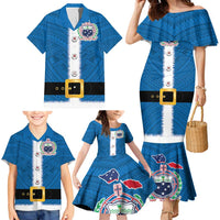 Samoa Merry Christmas Family Matching Mermaid Dress and Hawaiian Shirt Santa Suit Style With Tatau Tattoo Pattern LT03 - Polynesian Pride