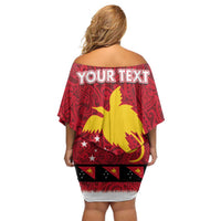 Papua New Guinea Merry Christmas Family Matching Off Shoulder Short Dress and Hawaiian Shirt Santa Suit Style With Melanesian Pattern LT03 - Polynesian Pride