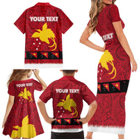 Papua New Guinea Merry Christmas Family Matching Short Sleeve Bodycon Dress and Hawaiian Shirt Santa Suit Style With Melanesian Pattern LT03 - Polynesian Pride