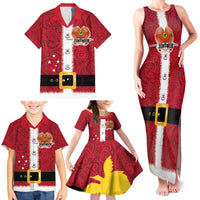 Papua New Guinea Merry Christmas Family Matching Tank Maxi Dress and Hawaiian Shirt Santa Suit Style With Melanesian Pattern LT03 - Polynesian Pride