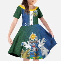 Solomon Islands Merry Christmas Family Matching Off Shoulder Maxi Dress and Hawaiian Shirt Santa Suit Style With Melanesian Pattern LT03 Daughter's Dress Green - Polynesian Pride